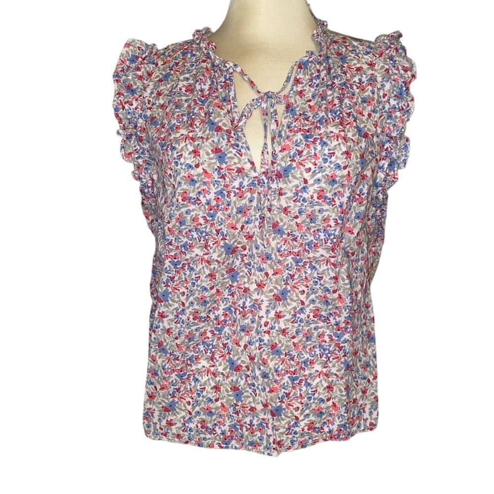 BB Dakota by Steve Madden blouse short ruffled sleeves tie front floral Sz XL